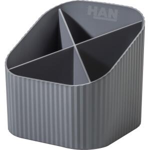 HAN Schreibköcher KARMA - 4 Fächer, Recyclingmaterial, öko-grau