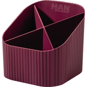 HAN Schreibköcher KARMA - 4 Fächer, Recyclingmaterial, öko-rot