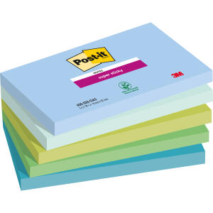 Post-it Haftnotizblock Super Sticky Notes Oasis Collection - 127 x 76 mm, sortiert 5x 90 Blatt