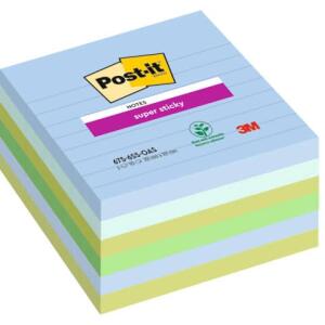 Post-it Haftnotizblock Super Sticky Notes Oasis Collection - 101 x 101 mm, liniert, 6x 90 Blatt