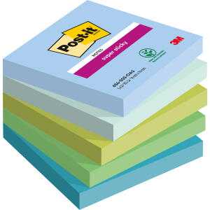 Post-it Haftnotizblock Super Sticky Notes Oasis Collection - 76 x 76 mm, sortiert 5x 90 Blatt