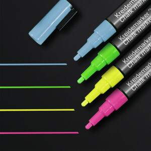 SIGEL BA179 Kreidemarker - trocken und feucht abwischbar - pink/gelb/grün/blau - Rundspitze - 1-2 mm - 4 Stück - für glatte Glasoberflächen, geschlossenen Oberflächen