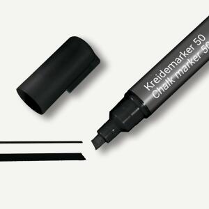 SIGEL BA180 Kreidemarker - trocken und feucht abwischbar - schwarz - Keilspitze - 1-5 mm - 1 Stück - für glatte Glasoberflächen, geschlossenen Oberflächen