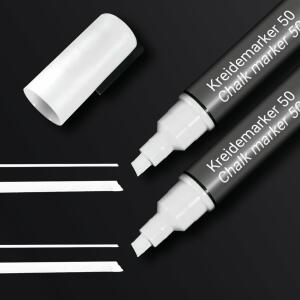 SIGEL BA184 Kreidemarker - trocken und feucht abwischbar - weiß - Keilspitze - 1-5 mm - 2 Stück - für glatte Glasoberflächen, geschlossenen Oberflächen
