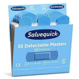 Salvequick Pflaster-Strips Nachfüllpackung - 6x 35 Stück, blau