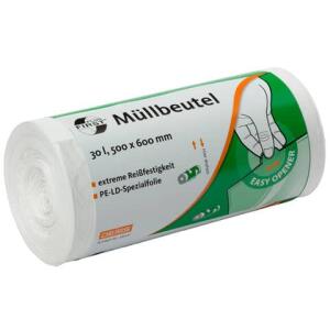DEISS Müllbeutel First Plus - 30 Liter, weiß, 50 Stück, LDPE