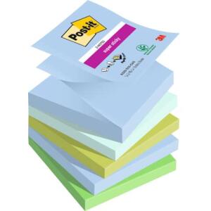 Post-it Haftnotizblock Super Sticky Z-Notes Oasis Collection - 76 x 76 mm, sortiert, 5x 90 Blatt
