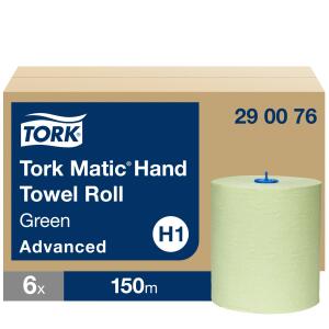Tork Matic Rollenhandtuch für System H1 - 6 Rollen 21 cm x 150 m, grün, 2-lagig