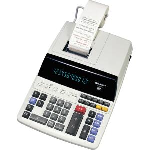 Sharp Druckender Tischrechner EL-2607V weiß, Netzbetrieb, 12 Stellen