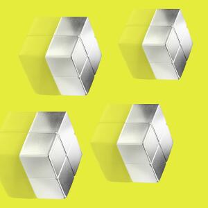 SIGEL BA705 SuperDym-Magnete - silber - Würfel - Haftkraft auf Glas-Magnetboards: 13 Blatt (A4, 80g/m²) - 2 x 1 x 2 cm - 4 Stück - für Glas-Magnetboards, magnetische Whiteboards und weitere magnetische Oberflächen