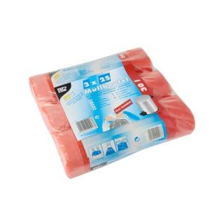 PAPSTAR Müllbeutel mit Zugband - 30 L, HDPE, rot, 3x 25 Stück