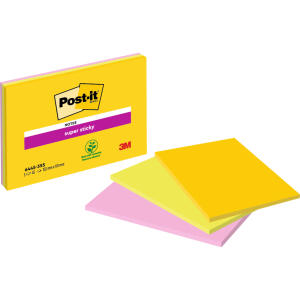 Post-it Haftnotizblock Super Sticky Meeting Notes - 152 x 101 mm, neonfarben, 3x45 Blatt