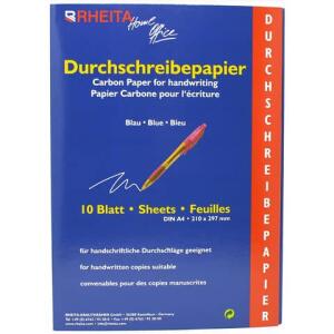 Rheita Durchschreibepapier in der 10 Blatt Mappe, A4, blau, ideal für Kopien von Dokumenten, Pauspapier für Zeichnungen
