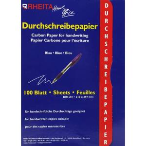 Rheita Durchschreibepapier in der 100 Blatt Mappe, A4, blau, ideal für Kopien von Dokumenten, Pauspapier für Zeichnungen
