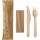 PAPSTAR Besteckset Holz "pure" - 50 Sets, Messer, Gabel, Serviette in Papierbeutel