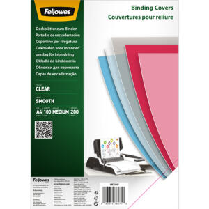 Fellowes Deckblätter - A4, PET 200 g/qm, glatt transparent, 100 Stück