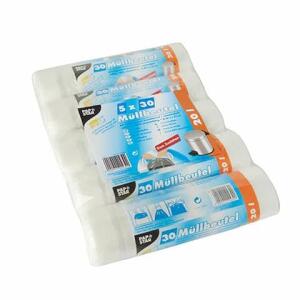 PAPSTAR Müllbeutel mit Zugband - 20 L, HDPE, transparent, 5x 30 Stück