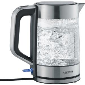 SEVERIN Wasserkocher - 1,7 Liter, Glas/Edelstahl/schwarz