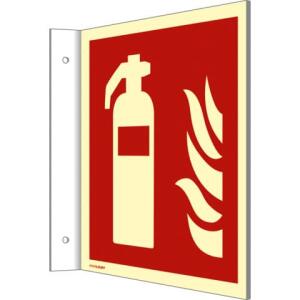 MOEDEL Fahnenschild Feuerlöscher ISO 7010, Kunststoff langnachleuchtend, 20 x 20 cm