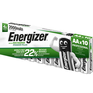 ENERGIZER Akku Rechargeable Power Plus Mignon AA 10 Stück weiß/grün