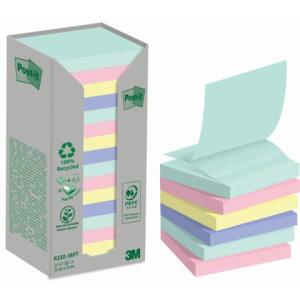 Post-it Haftnotizblock Recycling Notes - 76 x 76 mm, sortiert, 16 x 100 Blatt