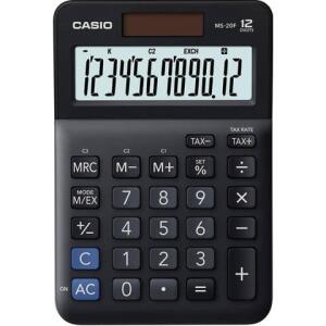Casio Tischrechner MS-20F - Solar-/Batteriebetrieb, 12-stellig, LC-Display, schwarz