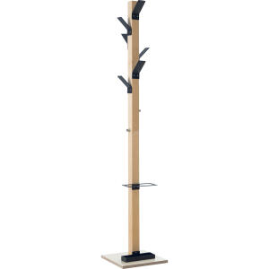 EASYCLOTH Garderobenständer EasyCloth Modell A - 6 Haken, 2 Knöpfe, Schirmständer, Holz/schwarz