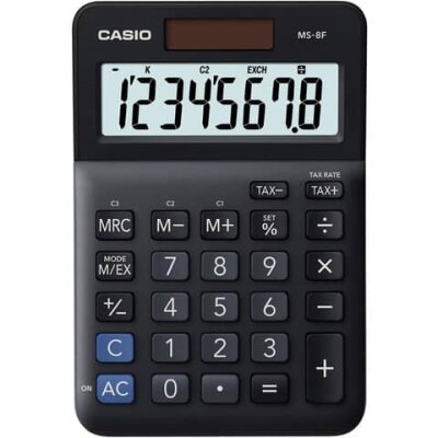 Casio Tischrechner MS-8F - Solar-/Batteriebetrieb, 8-stellig, LC-Display, schwarz