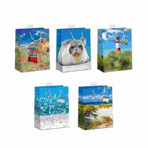 Geschenktasche Maritim  18x23x10cm sortiert, 5 verschiedene Motive, Kordel und Namenskarte,, Skorpion