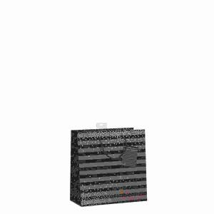 Geschenktasche Streifen  Punkte 15x15x6cm, mit Kordel und Namenskarte,, Skorpion