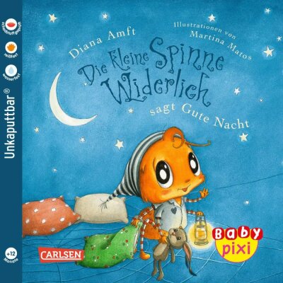 Baby Pixi 119 Die kleine  Spinne Widerlich, Die kleine Spinne Widerlich sagt Gute Nacht, unkaputtbar,, von Diana Amft, illustriert von Martina Matos,, 16 Seiten, ab 12 Monaten,, Carlsen