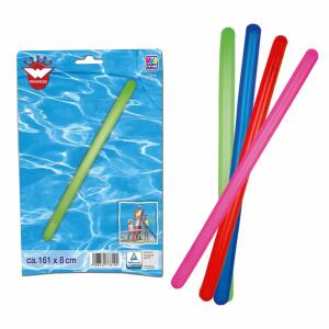 Wasser-Nudel aufblasbar  D11x164cm 4fach sortiert, grün, blau, rot, pink, aufgeblasen 161 x 8 cm,, unaufgeblasen 164 x 11 cm,, Happy People