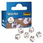 Idena Würfel 16mm weiß  Kunststoff 6er,...