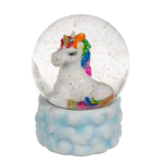 OOTB Glitterkugel Einhorn auf Sockel mit Wolkendekor