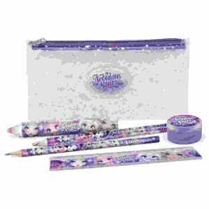 Faulenzer-Set  Nebulous Stars 6teilig, enthält einen Regenbogen-Stift, ein Radiergummi,, einen Bleistift, einen Anspitzer und ein Lineal, ab 7 Jahren