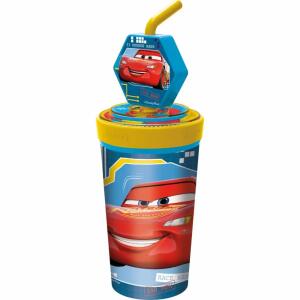 Trinkbecher Cars 475ml  mit Strohhalm,, POS