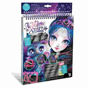 Kreatives Skizzenbuch  Nebulous Stars, mit 80 Schablonen, 110 ausgefallenen Aufklebern,, 5 Neon-Kugelschreibern und einem Bleistift, ab 7 Jahren