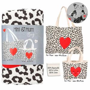 Taschen-Set Princess Mimi  MINI & MUM 2er, 44x32cm und 28x19cm, mit Leo-Muster, aus Baumwolle,, Depesche