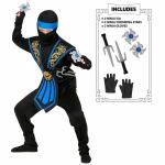 Kinderkostüm Kombat Ninja  Set 12teilig blau Gr.116,...