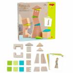 Legespiel 3D Schiefe  Türme, 13 Holzbausteine und 6...