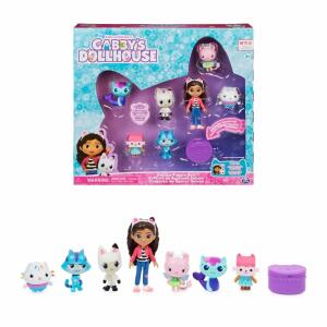 Gabbys Dollhouse  Figuren Geschenkset, Alle Hauptcharaktere in einem Set, Figuren sind artikuliert Gabby in ihrem Standard-Outfit, Inkl. 1 Cat Delivery und 6 Katzen, Maße: 29,37 x 5,4 x 26,99cm