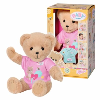 BABY born Plüsch Bär 36cm  pink, Kuschelbär mit beweglichen Armen und Beinen, inklusive, Stickerbogen und Album, ab 24 Monaten,, Zapf