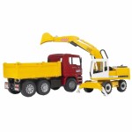 bruder Kipp-LKW MAN TGA  mit Schaufelbagger 1:16,...