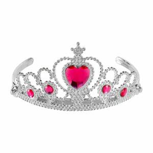 Tiara silber mit pinken  Edelsteinen