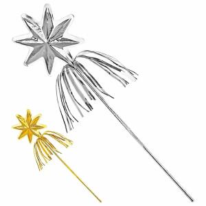 Feenstab Stern 3D  mit Glitzer, gold/silber