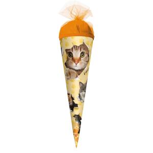 Roth Motiv-Schultüte, Katzenparty, 22 cm, rund, Tüllverschluss