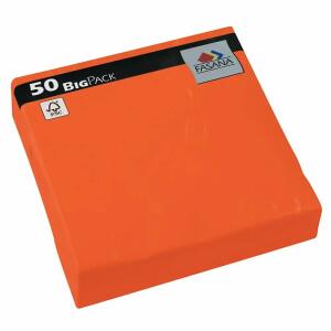Serviette 33x33cm  uni orange, 3-lagig, 50 Stück, Fasana