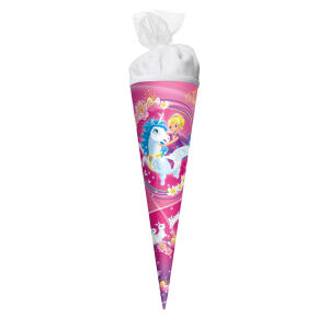 Motiv-Schultüte Kuscheleinhorn 35cm rund Tüllverschluss