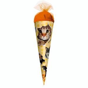 Motiv-Schultüte Katzenparty 35cm rund Tüllverschluss