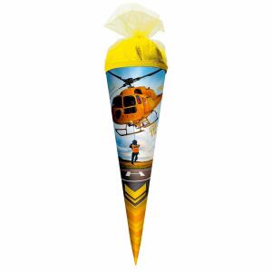Motiv-Schultüte Helikopter 35cm rund Tüllverschluss